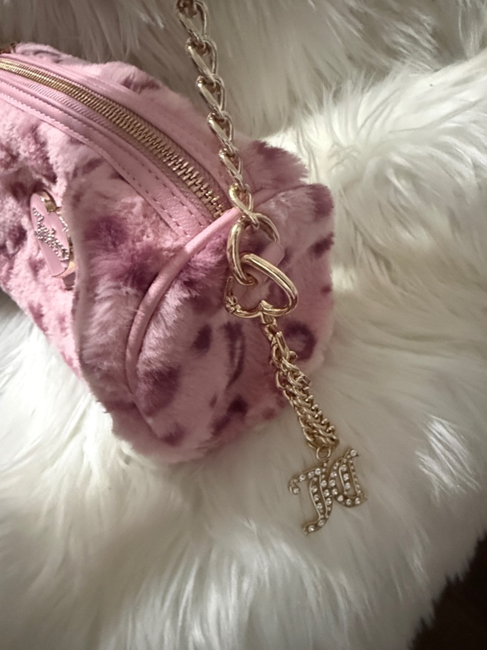 Viral Juicy Couture Pink Plush cheetah,Print shoulder Bag - Picture 4 of 5